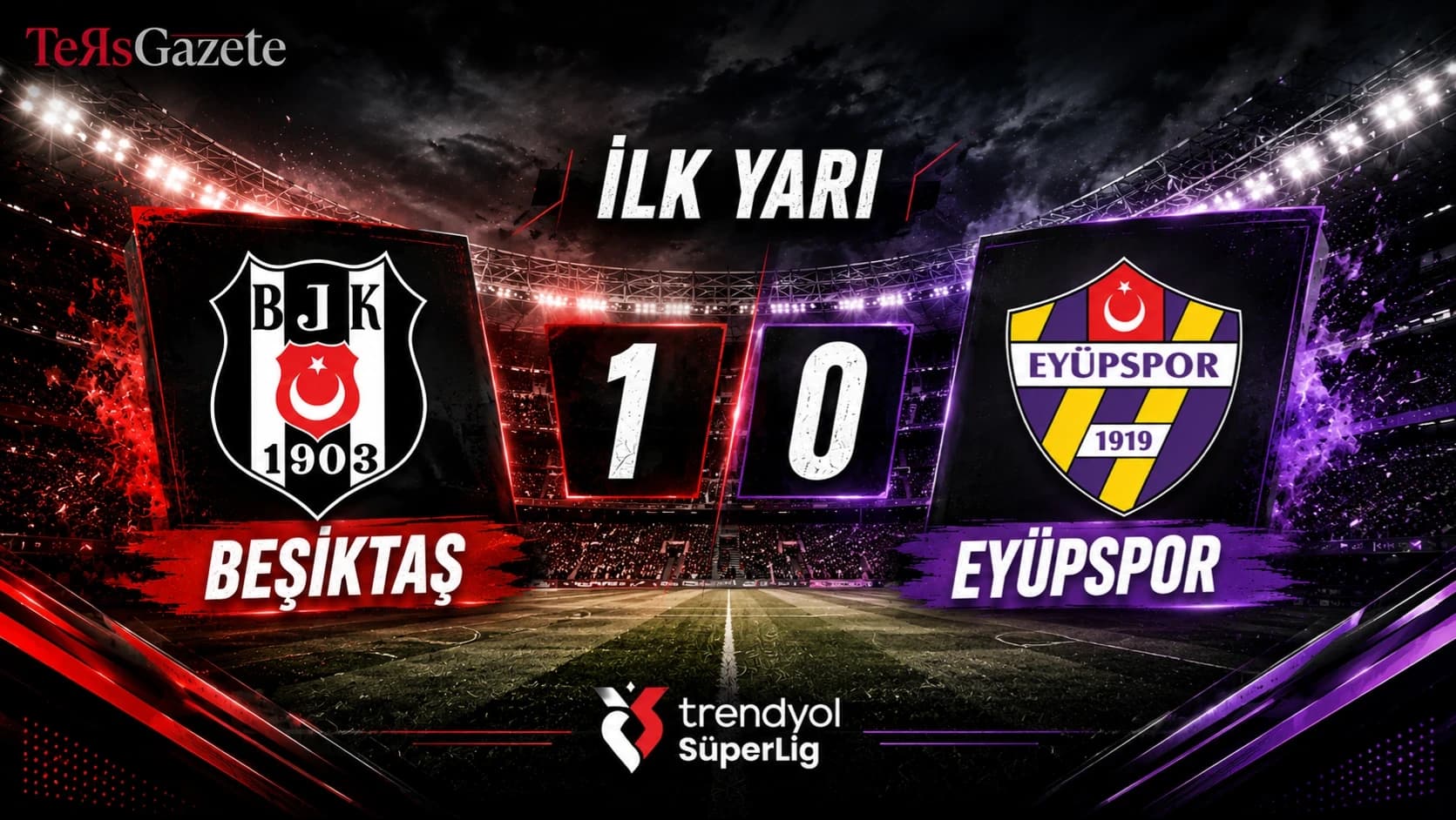 BEŞİKTAŞ, EYÜPSPOR KARŞISINDA İLK YARIYI 1-0 ÖNDE KAPATTI