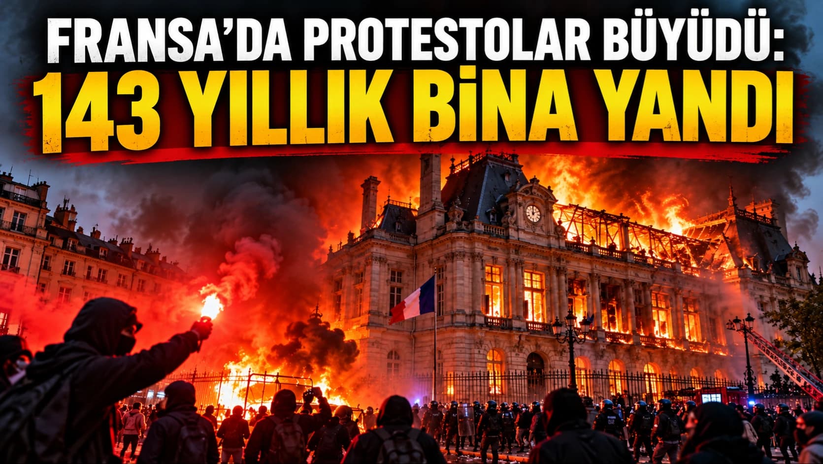 Fransa'da protestolar büyüdü: 143 yıllık bina yandı