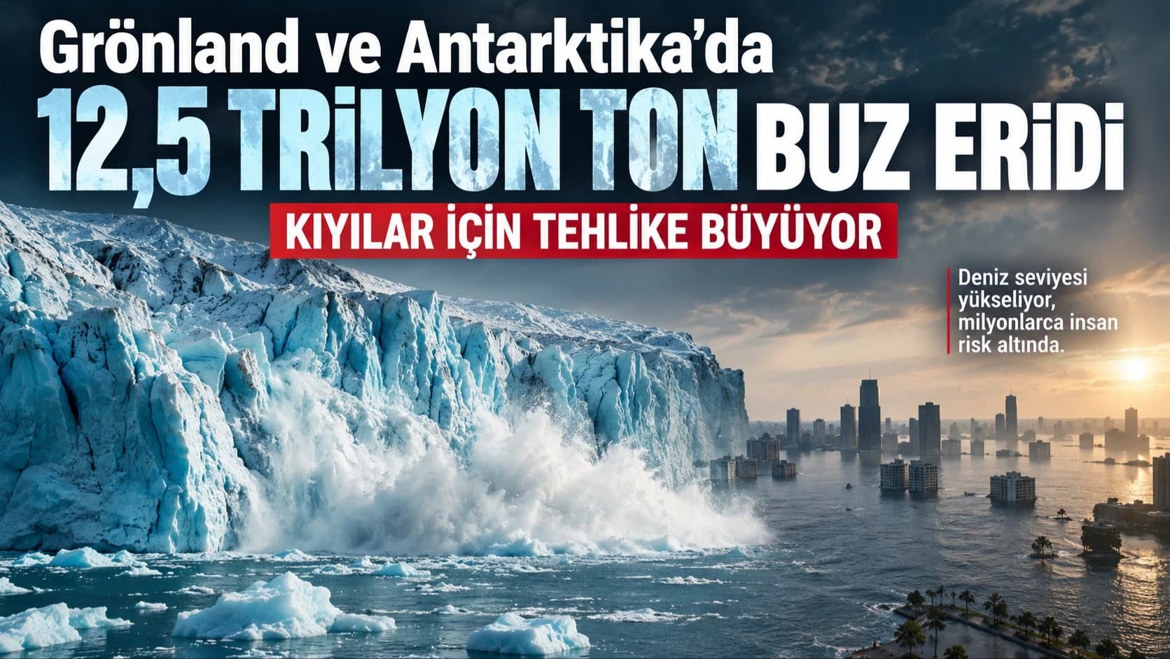 Kutuplarda 12,5 trilyon ton buz eridi: Kıyılar için tehlike büyüyor