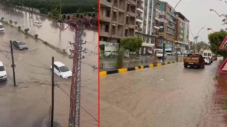 Hatay'da sağanak nedeniyle yollar göle döndü