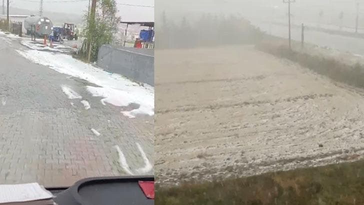 Kuvvetli yağış ve dolu nedeniyle tarım arazileri zarar gördü